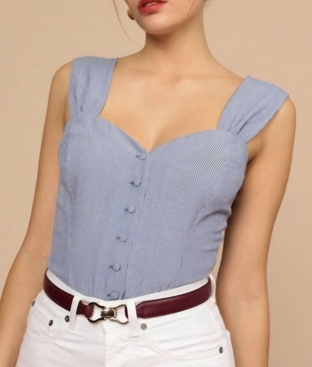 Rouje Maggie top in Vichy blue Sz 36/US 4